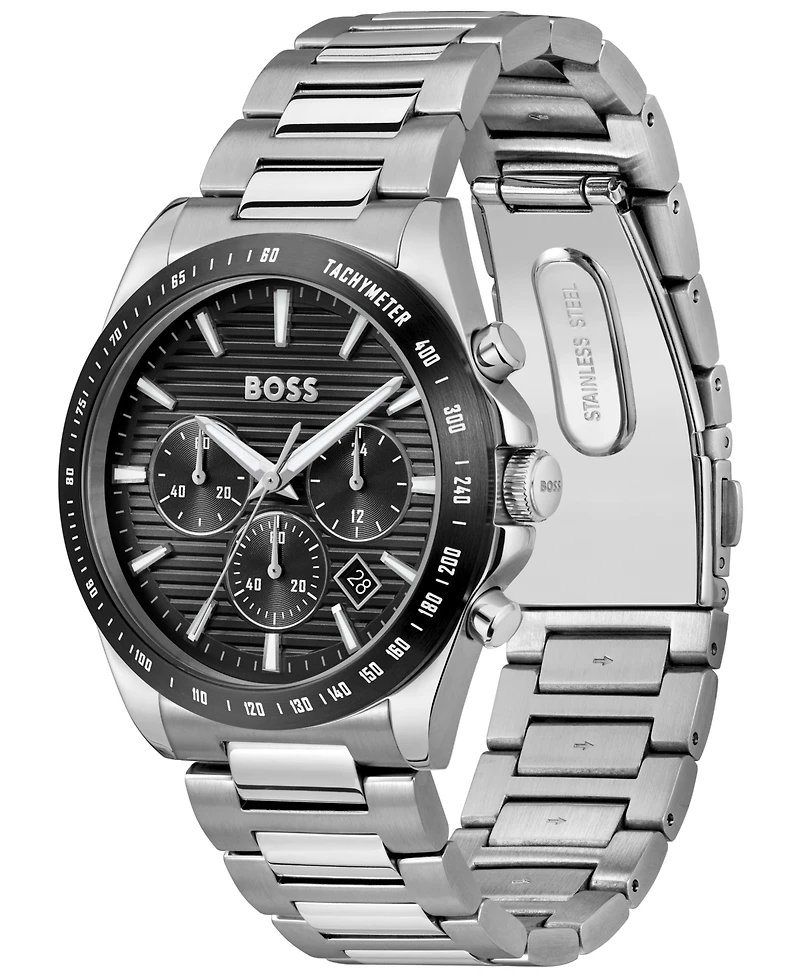 Hugo Boss Men's Strike Quartz Fashion Chrono Stainless Steel Watch, 41mm