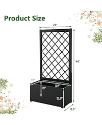 Gymax 2 Pcs Raised Garden Bed with Trellis Metal Planter Box for Climbing Plants