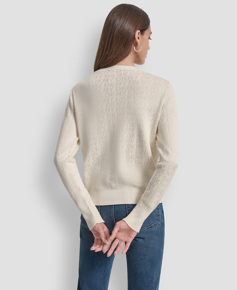 Dkny Jeans Petite Geometric Print Crewneck Sweater