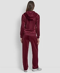 Dkny Jeans Petite Logo Detail Velour Zip-Up Hoodie