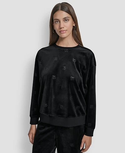 Dkny Jeans Petite Debossed Logo Detail Pull-On Sweater
