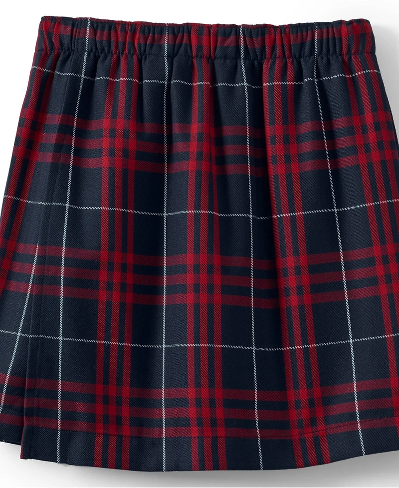 Lands' End Big Girls School Uniform Plaid A Line Tab Skort Top of Knee