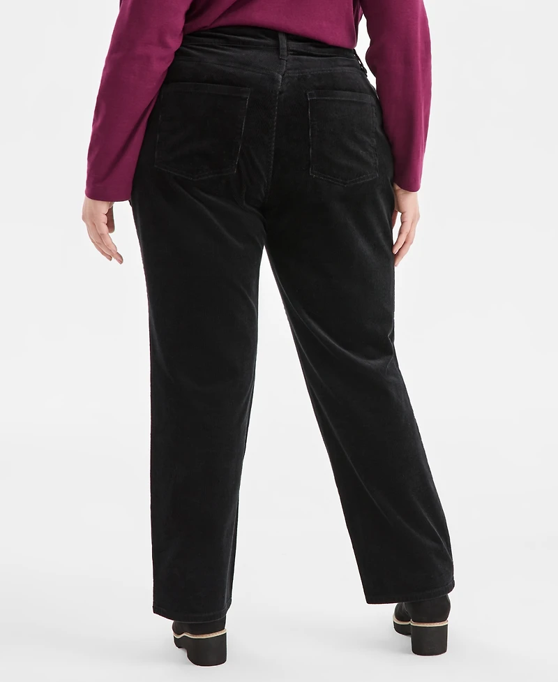 Style & Co Plus High-Rise Straight-Leg Corduroy Pants, Macy's Exclusive