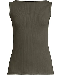 Lands' End Women's Plus Sleeveless Pointelle Rib Boat Neck Tank