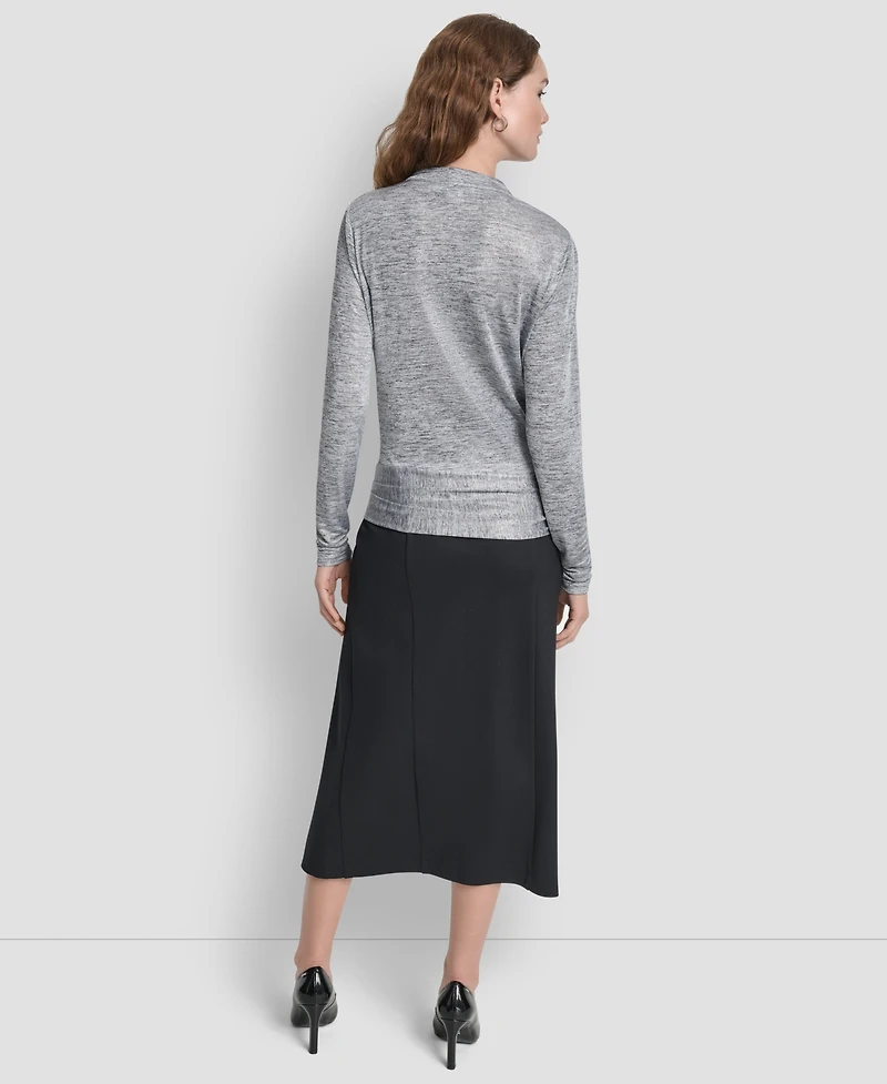 Dkny Women's Long Sleeve Heather Cowl Neck Top