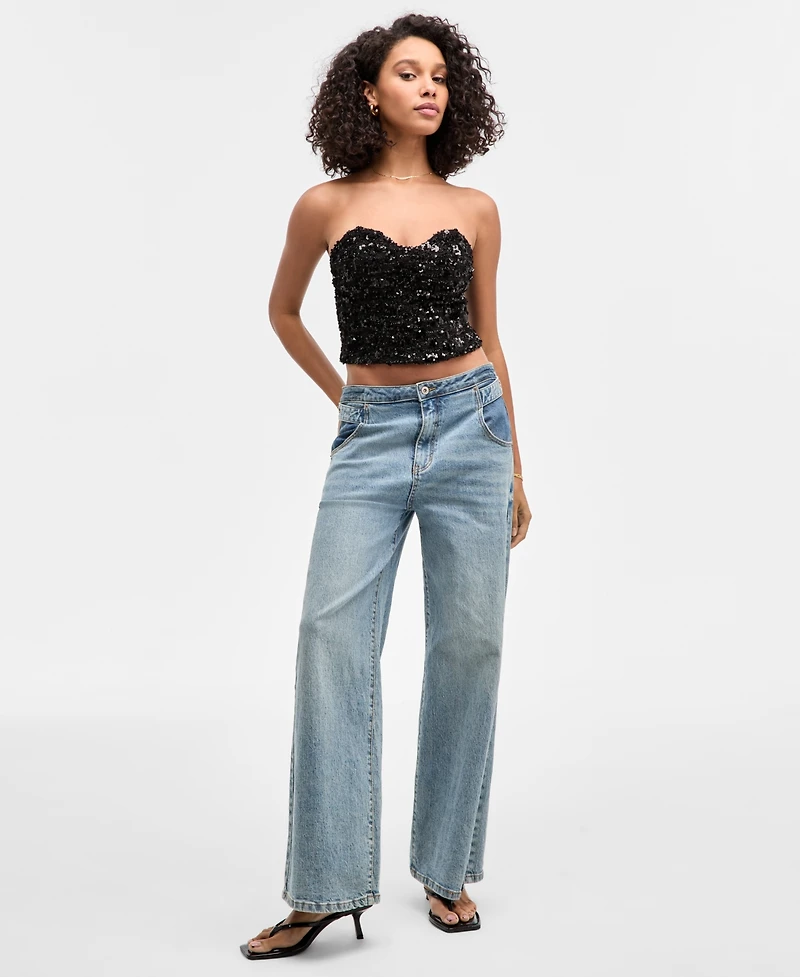 Bar Iii Women's Sequin Tweed Bustier, Macy's Exclusive