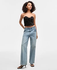 Bar Iii Women's Sequin Tweed Bustier, Macy's Exclusive