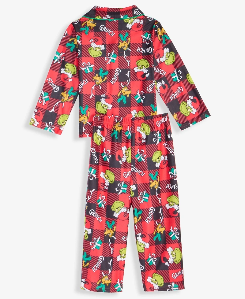 Grinch Boys Toddler 2T-4T Printed Coat Pajama Set