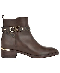 Calvin Klein Women's Dhara Logo Strap Block Heel Booties