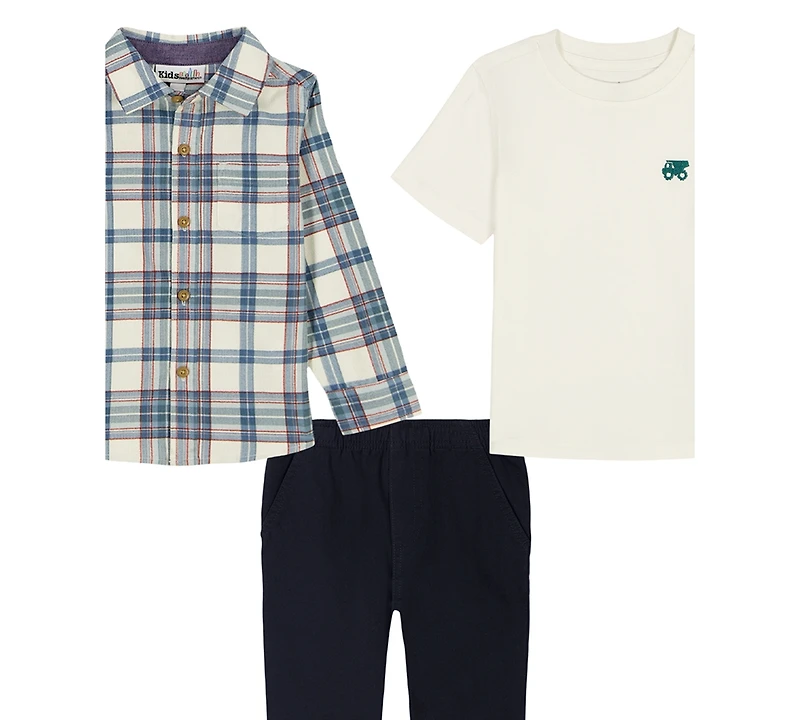 Kids Headquarters Toddler & Little Boys 2T-7 3-Piece Corduroy Shirt, Top and Joggers Set