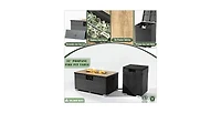 32 Inch Rectangular Wicker Fire Pit Table with 50000 Btu Burner and Ceramic Top