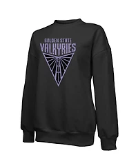 Majestic Women's Black Golden State Valkyries Primary Logo Drop Shoulder Tri-Blend Pullover Sweatshirt