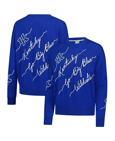 Kadyluxe Women's Royal Kentucky Wildcats Love Note Embroidered Pullover Sweater