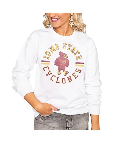 Gameday Couture Women's White Iowa State Cyclones Oversized Vintage Days Perfect Crew Sweatshirt