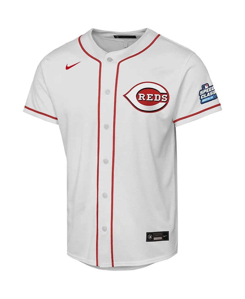 Nike Big Boys and Girls White Cincinnati Reds 2025 Mlb Speedway Classic Home Replica Team Jersey