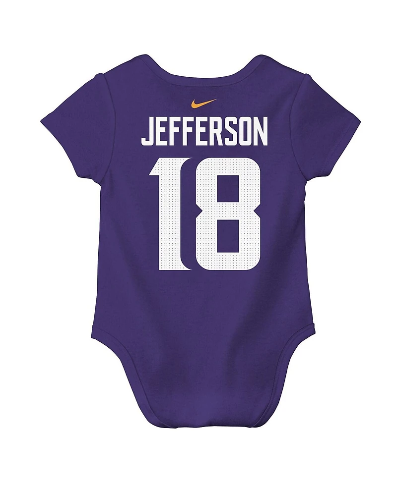 Nike Baby Boys and Girls Justin Jefferson Purple Minnesota Vikings Player Name Number Bodysuit