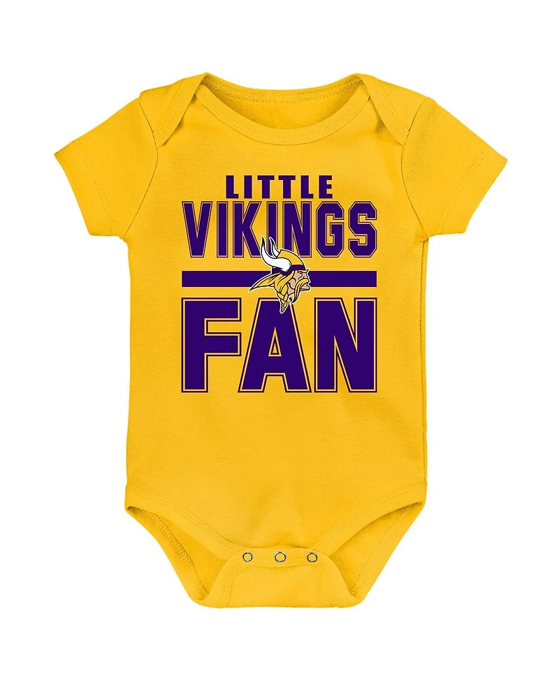 Outerstuff Newborn 3-Piece Minnesota Vikings Little Tike Bodysuit Set