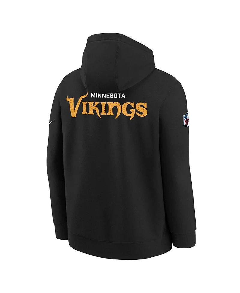 Nike Big Boys and Girls Black Minnesota Vikings Sideline Club Fleece Hoodie