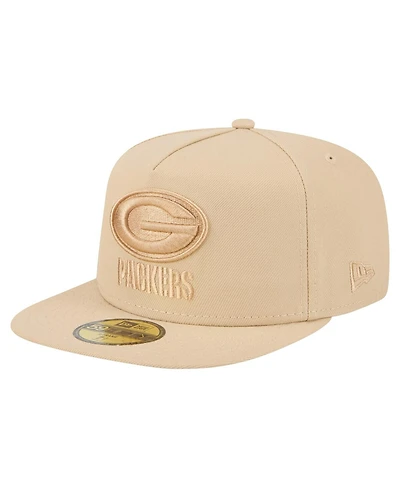 New Era Men's Light Beige Green Bay Packers Color Pack A-Frame 59FIFTY Fitted Hat