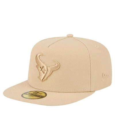 New Era Men's Light Beige Houston Texans Color Pack A-Frame 59FIFTY Fitted Hat