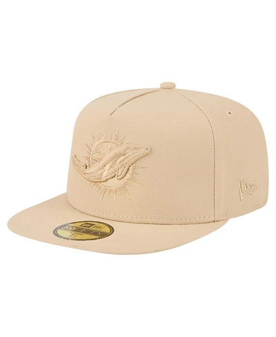 New Era Men's Light Beige Miami Dolphins Color Pack A-Frame 59FIFTY Fitted Hat
