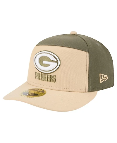 New Era Men's Light Beige/Olive Green Bay Packers Two-Tone Color Pack Split Panel 59FIFTY Fitted Hat