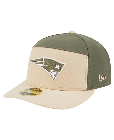 New Era Men's Light Beige/Olive England Patriots Two-Tone Color Pack Split Panel 59FIFTY Fitted Hat