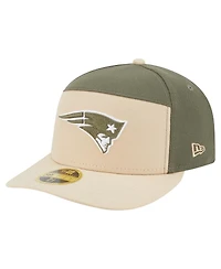 New Era Men's Light Beige/Olive England Patriots Two-Tone Color Pack Split Panel 59FIFTY Fitted Hat