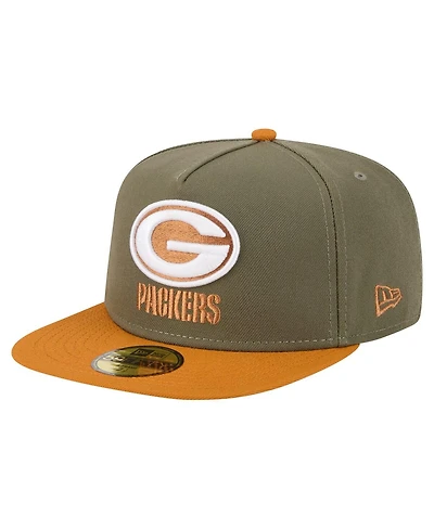 New Era Men's Olive/Brown Green Bay Packers Color Pack A-Frame 59FIFTY Fitted Hat