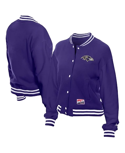 New Era Women's Purple Baltimore Ravens Throwback Fleece Full-Snap Jacket