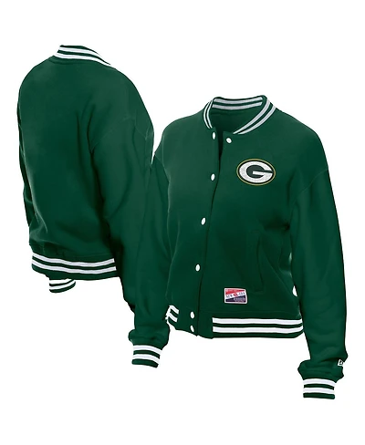New Era Women's Green Bay Packers Throwback Fleece Full-Snap Jacket