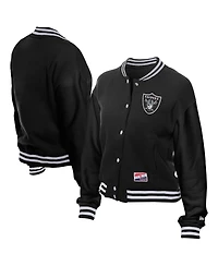 New Era Women's Black Las Vegas Raiders Throwback Fleece Full-Snap Jacket
