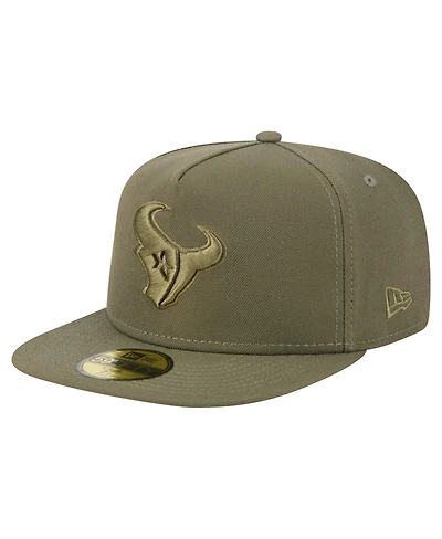New Era Men's Olive Houston Texans Color Pack A-Frame 59FIFTY Fitted Hat