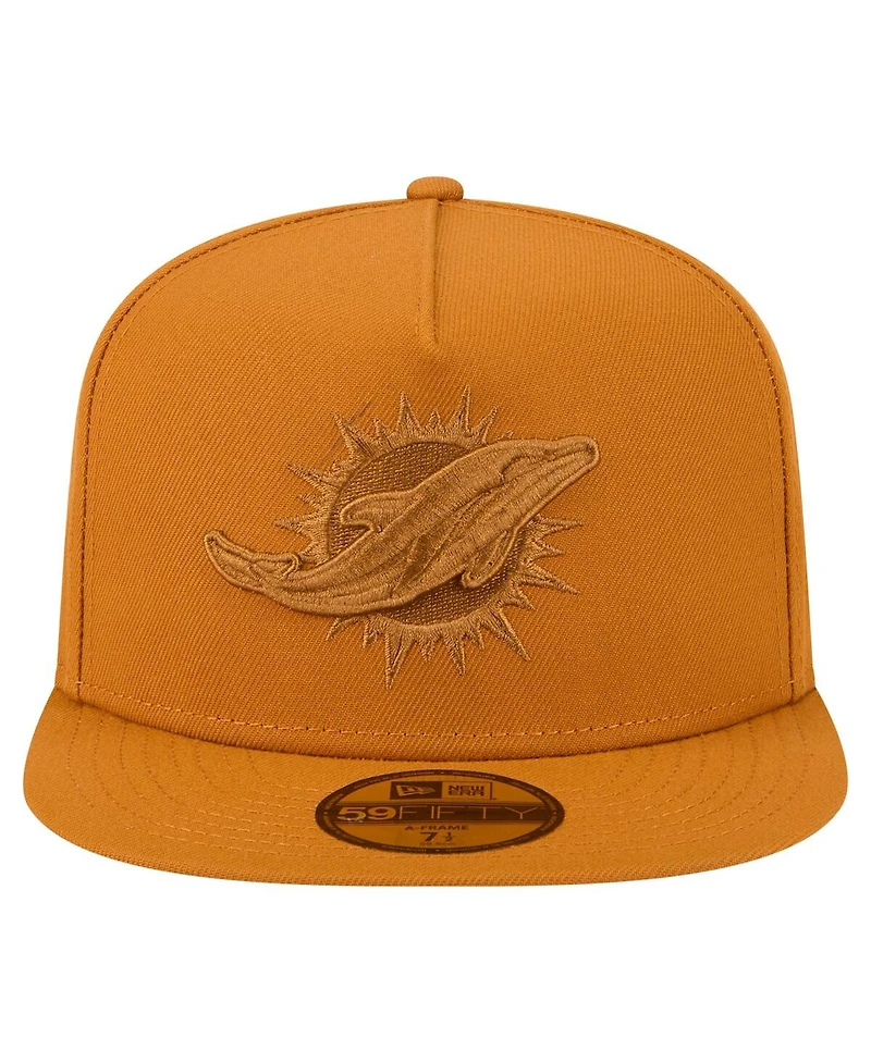 New Era Men's Brown Miami Dolphins Color Pack A-Frame 59FIFTY Fitted Hat