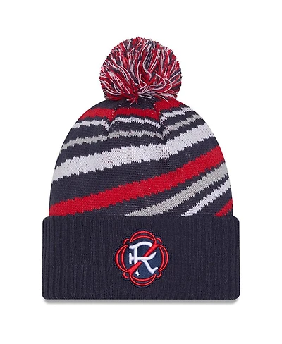 New Era Men's Navy New England Revolution 2025 Jersey Hook Cuffed With Pom Knit Hat