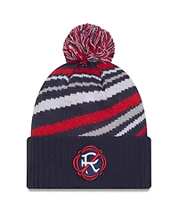New Era Men's Navy New England Revolution 2025 Jersey Hook Cuffed With Pom Knit Hat