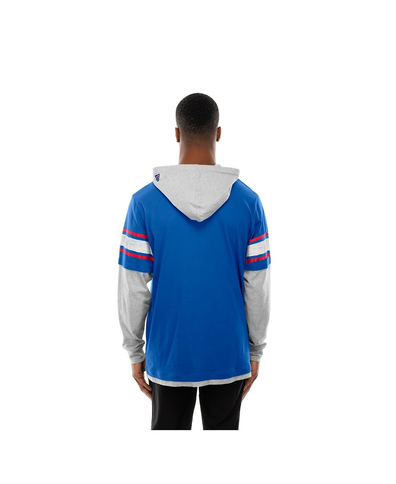New Era Men's Royal York Giants Twofer Layered Long Sleeve Hoodie T-Shirt
