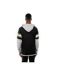 New Era Men's Black Pittsburgh Steelers Twofer Layered Long Sleeve Hoodie T-Shirt