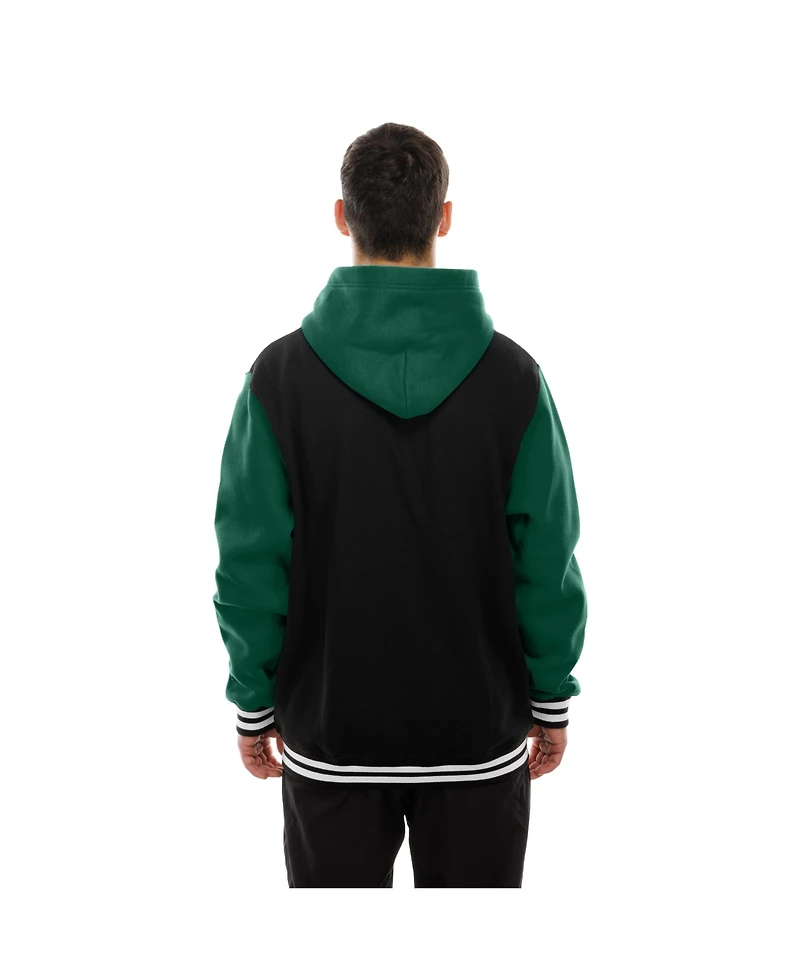 New Era Men's Black Green Bay Packers Full-Snap Fleece Hoodie Jacket