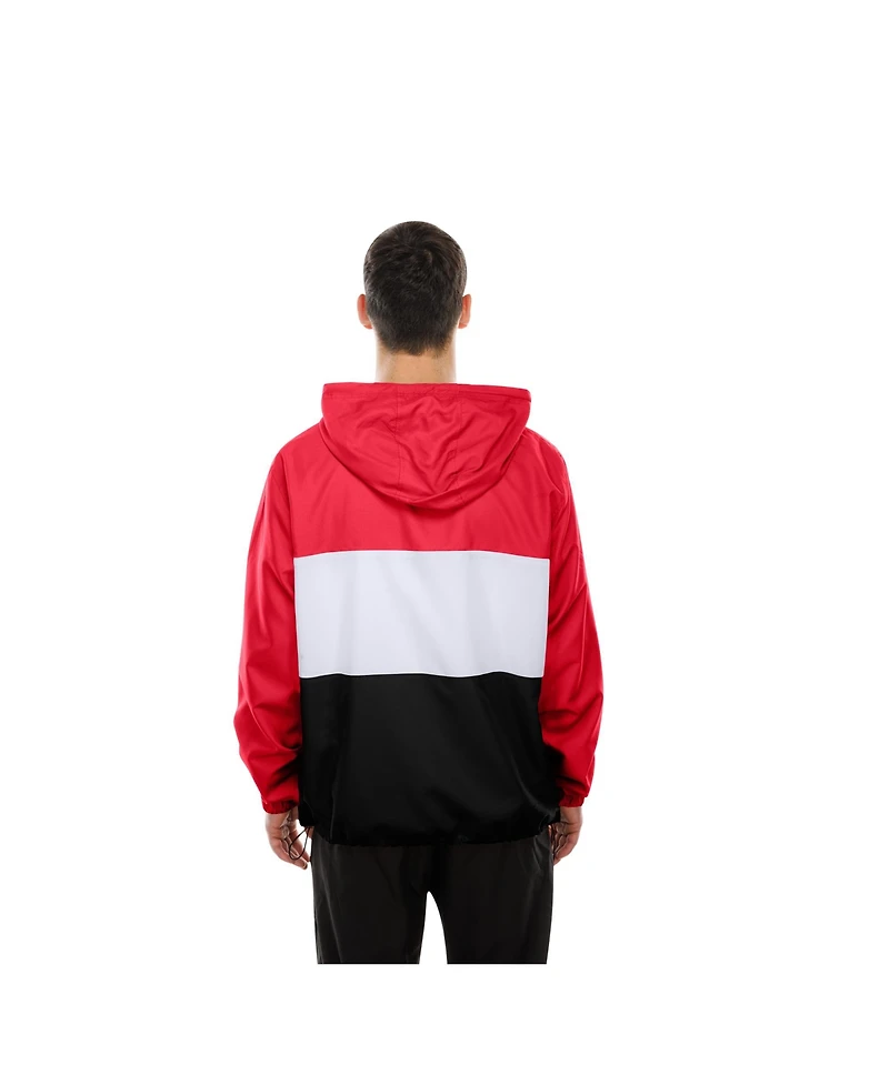New Era Men's Scarlet San Francisco 49ers Ripstop Quarter-Zip Hooded Windbreaker