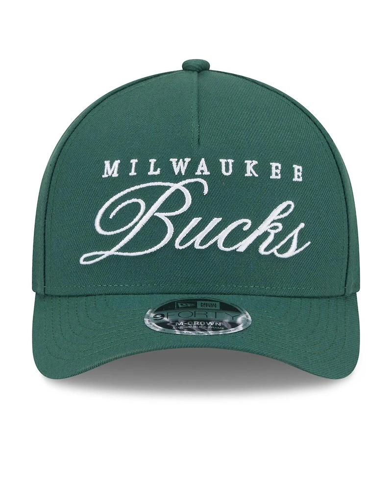 New Era Men's Hunter Green Milwaukee Bucks 2025 Nba Draft M-Crown A-Frame 9FORTY Adjustable Hat