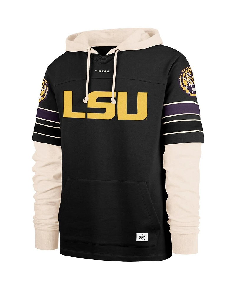 '47 Brand Men's Black Lsu Tigers Split Zone Cornerback Lacer Pullover Hoodie