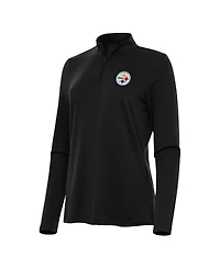 Antigua Women's Black Pittsburgh Steelers Reprocess Quarter-Zip Top