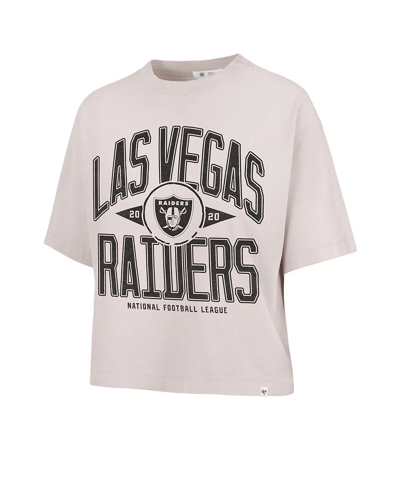 '47 Brand Women's Natural Las Vegas Raiders Cropped Windthrow Ravine T-Shirt