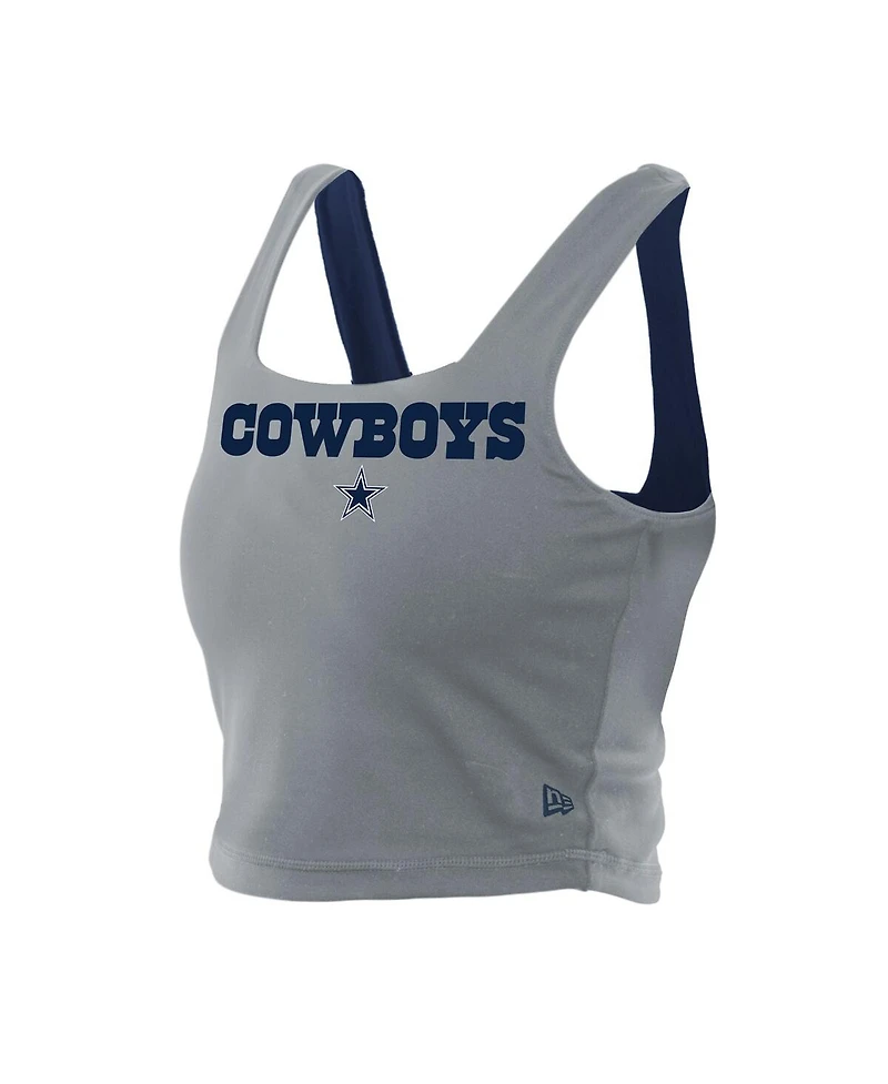New Era Women's Navy/Gray Dallas Cowboys Reversible Cropped Sport Classics Tank Top