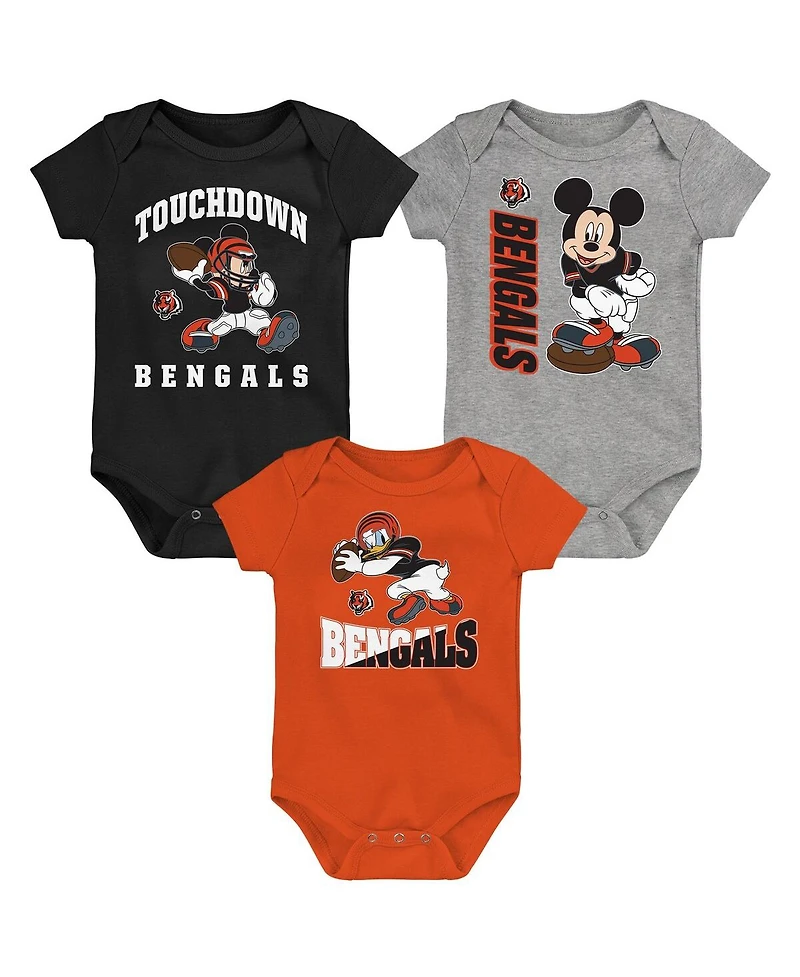 Outerstuff Baby Boys and Girls 3-Pack Cincinnati Bengals 3-Peat Bodysuit Set