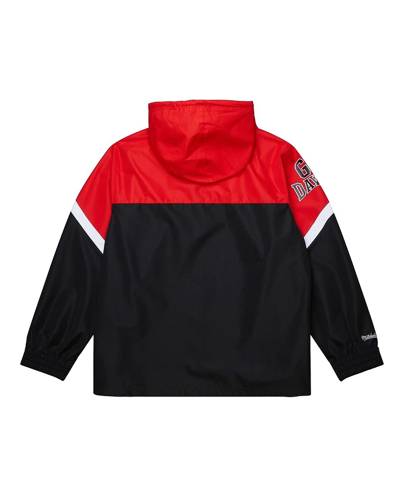 Mitchell & Ness Men's Red/Black Georgia Bulldogs Tie Breaker Logo Vintage Lightweight Anorak Half-Zip Windbreaker