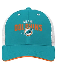Outerstuff Big Boys and Girls Aqua Miami Dolphins Core Lockup Trucker Adjustable Hat