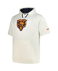 Profile Men's Oatmeal Chicago Bears Big Tall Chest Print and Logo Short Sleeve Pullover Hoodie