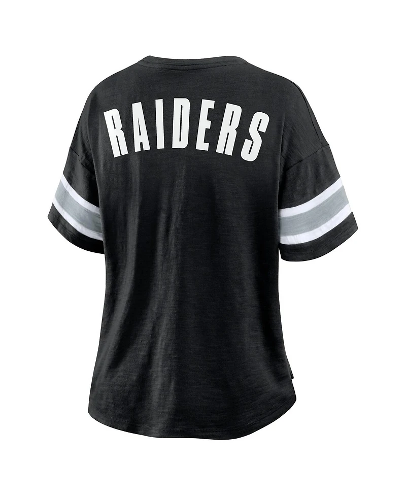 Fanatics Women's Black Las Vegas Raiders Plus Size Redzone Notch Neck T-Shirt
